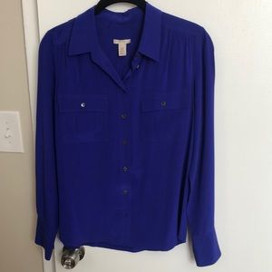 Blue J.Crew Silk Blythe Blouse Sz 6